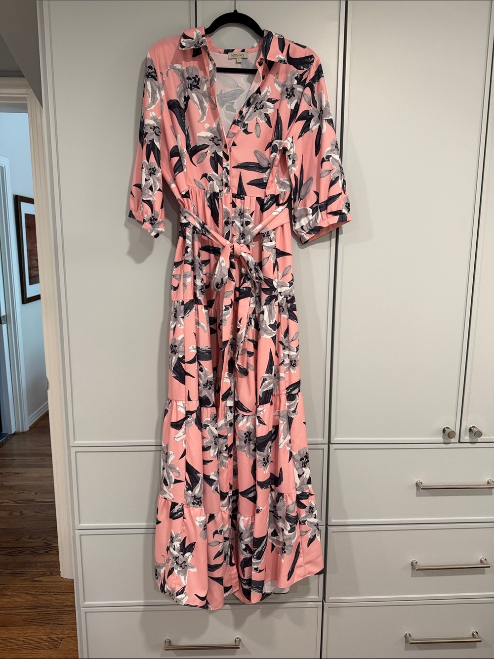 Maternity Floral Button-Front Maxi Dress